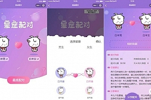 A0354微信趣味小程序源码 恋爱配对微信小程序源码 星座男女配对微信小程序源码
